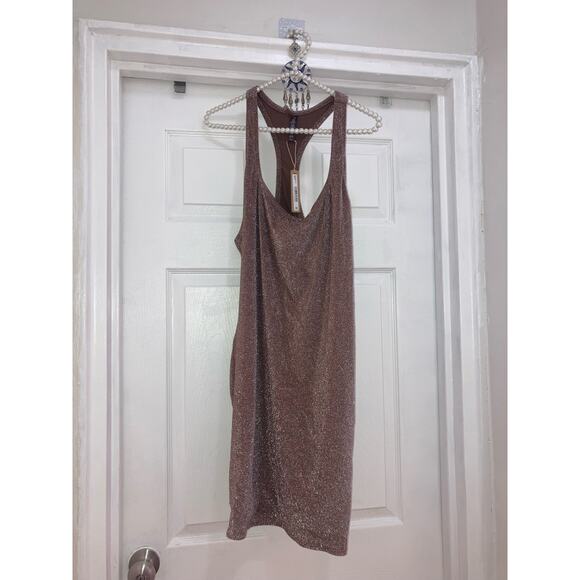 SKIMS Size 4X Glitter Swim Cover up Beach Pool Metallic Dress Jasper Brown NET - Picture 2 of 8